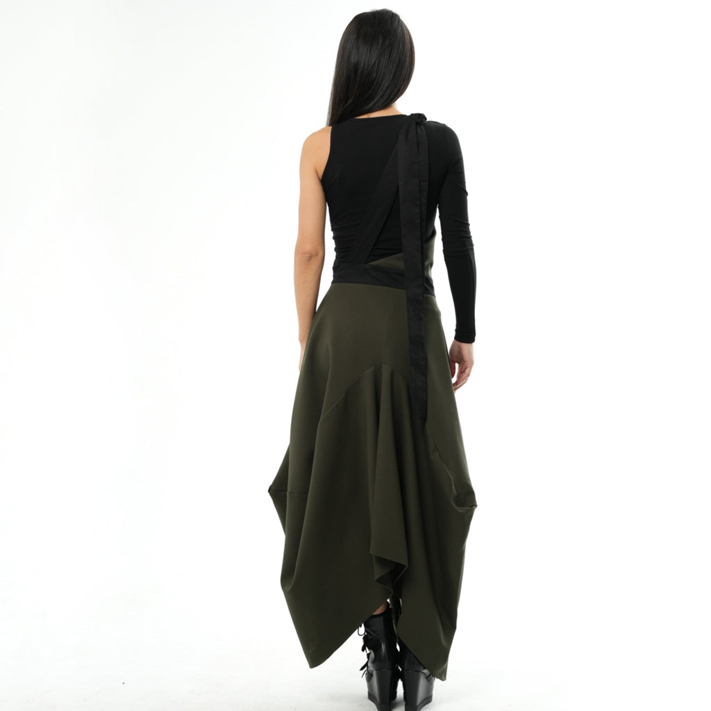 METAMORPHOZA - Pinafore Skirt | Khakii, buy at DOORS NYC