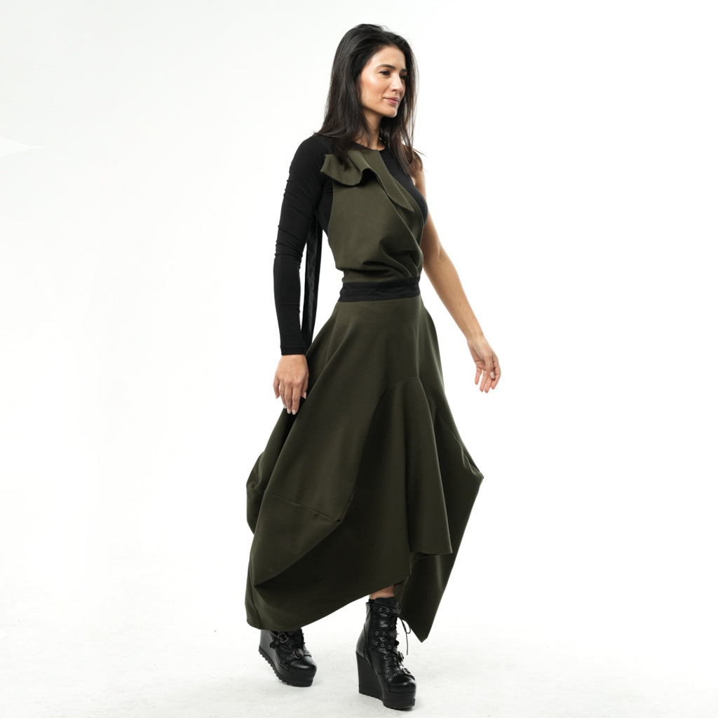 METAMORPHOZA - Pinafore Skirt | Khakii, buy at DOORS NYC