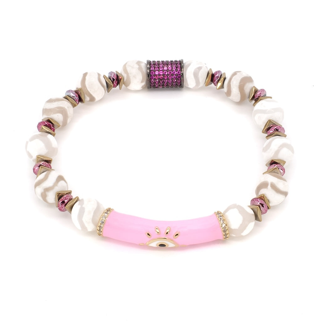 EBRU JEWELRY - Pink Evil Eye Bracelet, buy at DOORS NYC