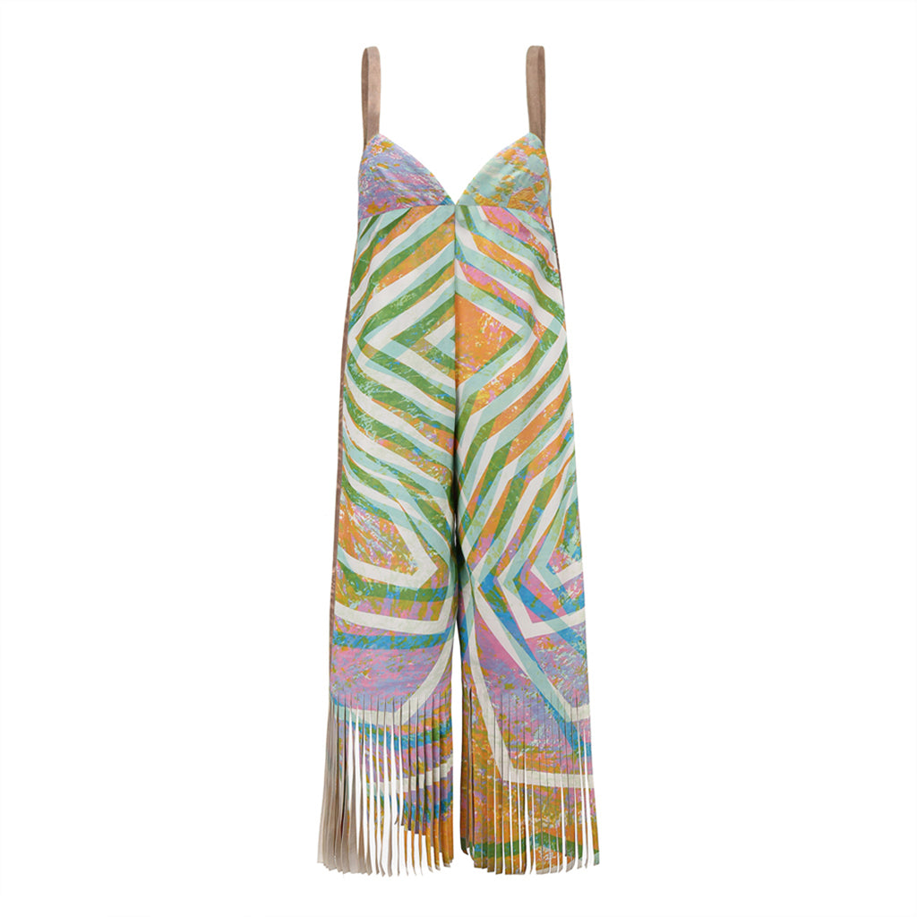 CLEAR TO RAIN- Print Fringe Jumpsuit PR Sample at DOORS NYC PR showroom