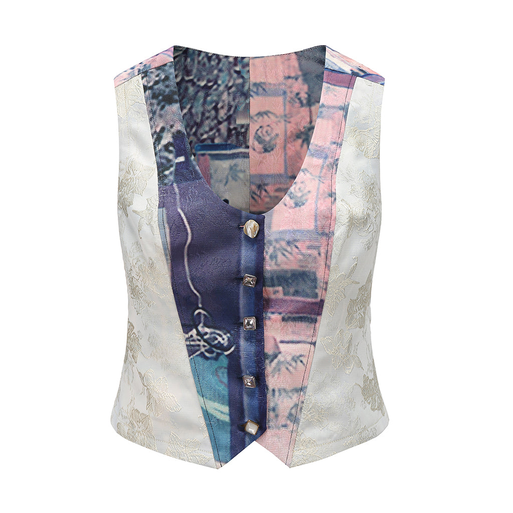 CLEAR TO RAIN - Print Jacquard Vest PR Sample at DOORS NYC PR showroom