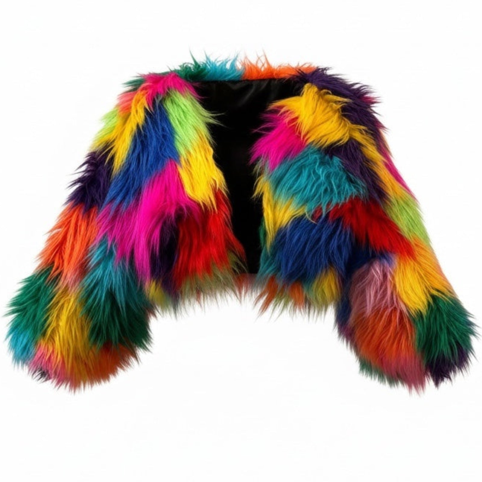 Multicolored Faux Fur Shrug