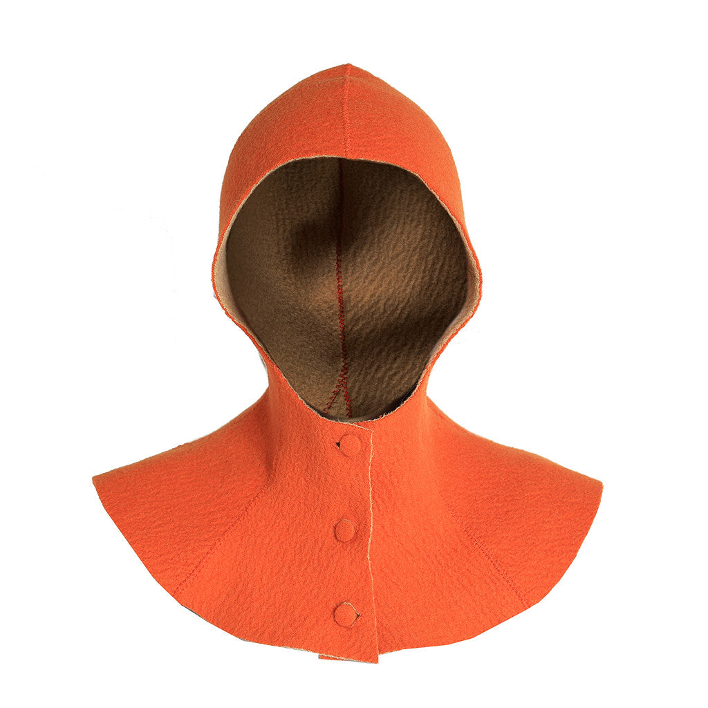 Reversable Cashmere Hat Scarf | Orange & Beige