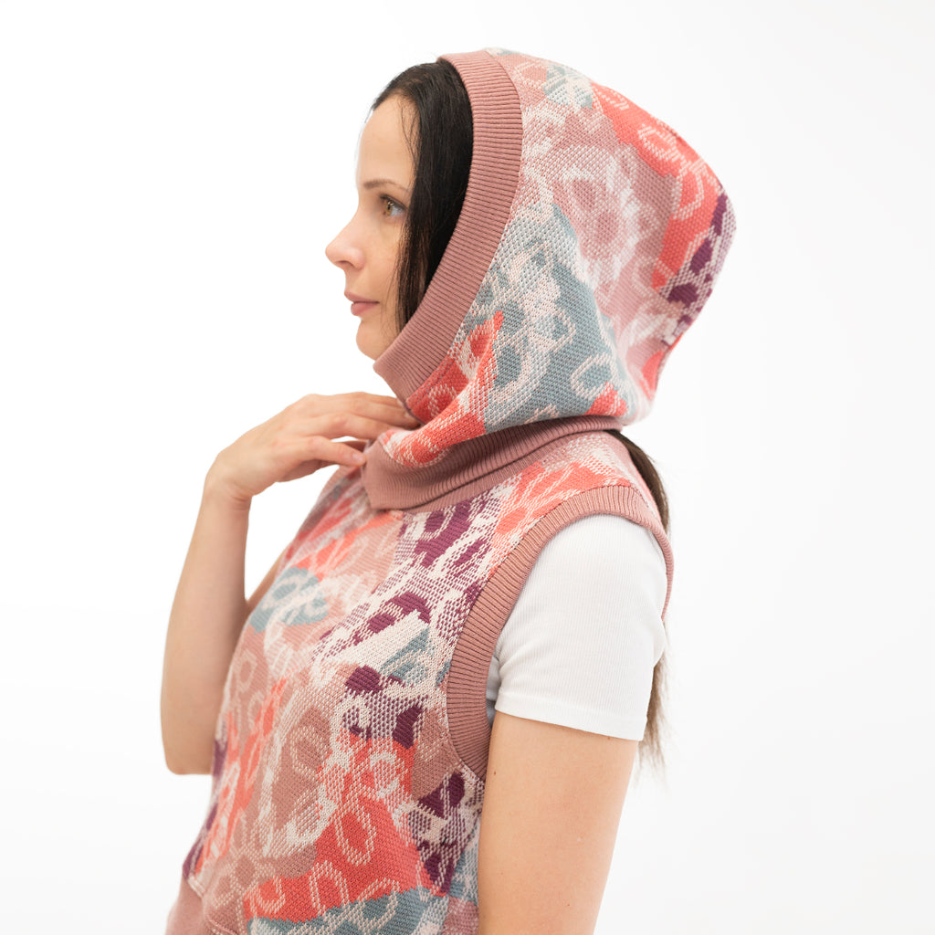 POPPANACHIC - Bloom Merino Wool Hood | Rose, buy at DOORS NYC