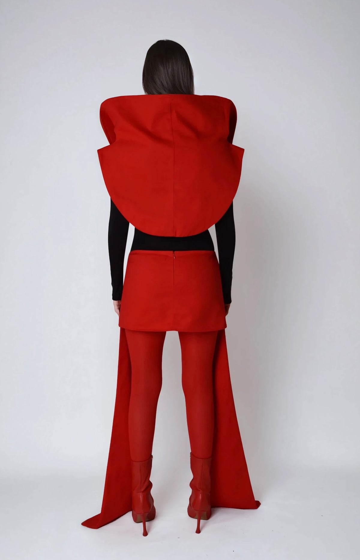 TANIA ORELLANA - Aura Cape | Red PR Sample at DOORS NYC PR showroom