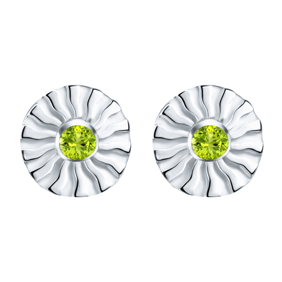 ANTY JEWELRY - Silver Aura Stud Earrings with Diamond &amp; Peridot, PR Sample at DOORS NYC PR showroom