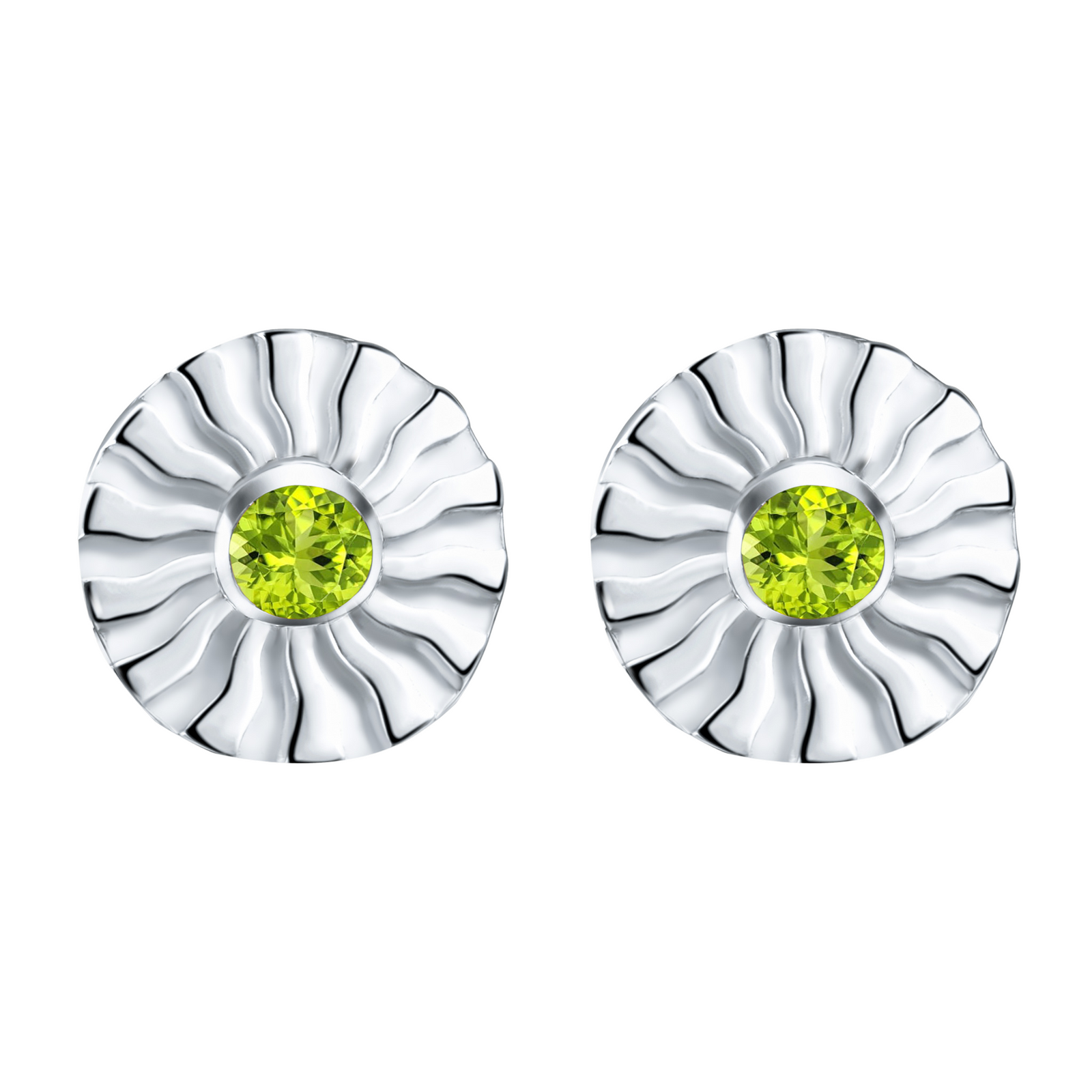 ANTY JEWELRY - Silver Aura Stud Earrings with Diamond & Peridot, PR Sample at DOORS NYC PR showroom