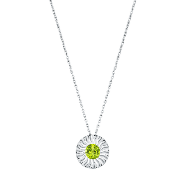 Silver Aura Pendant Necklace with Peridot & Diamond | PR Sample