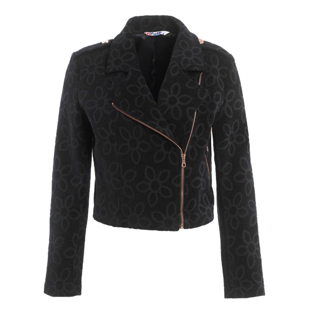 Bloom Velvet Biker Jacket | Black