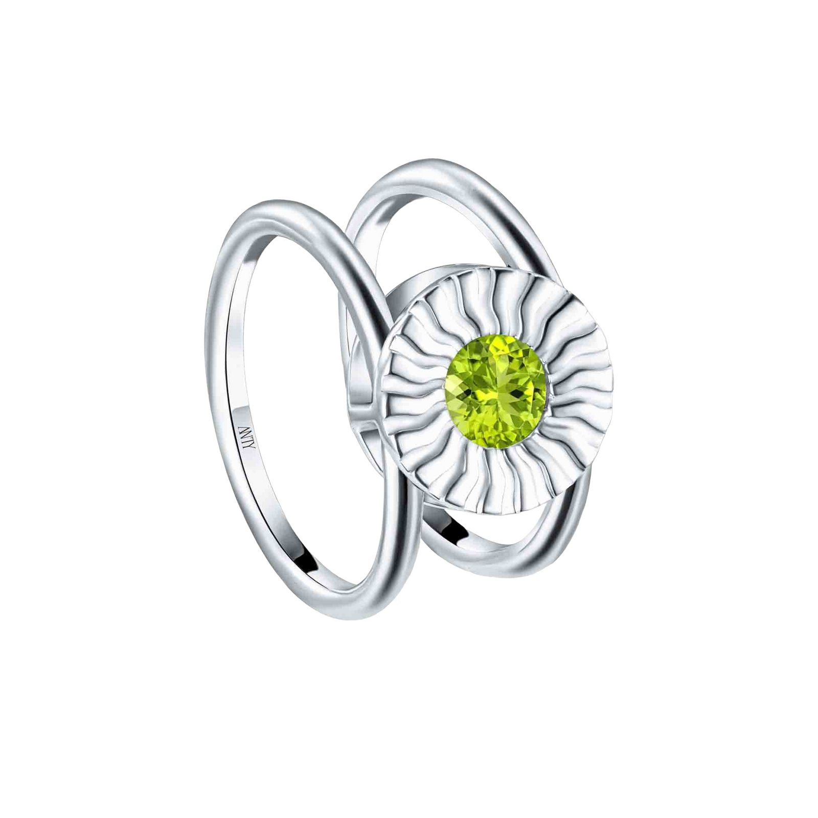 ANTY JEWELRY - Silver Aura Reversible Ring with Peridot & Diamond, PR Sample at DOORS NYC PR showroom