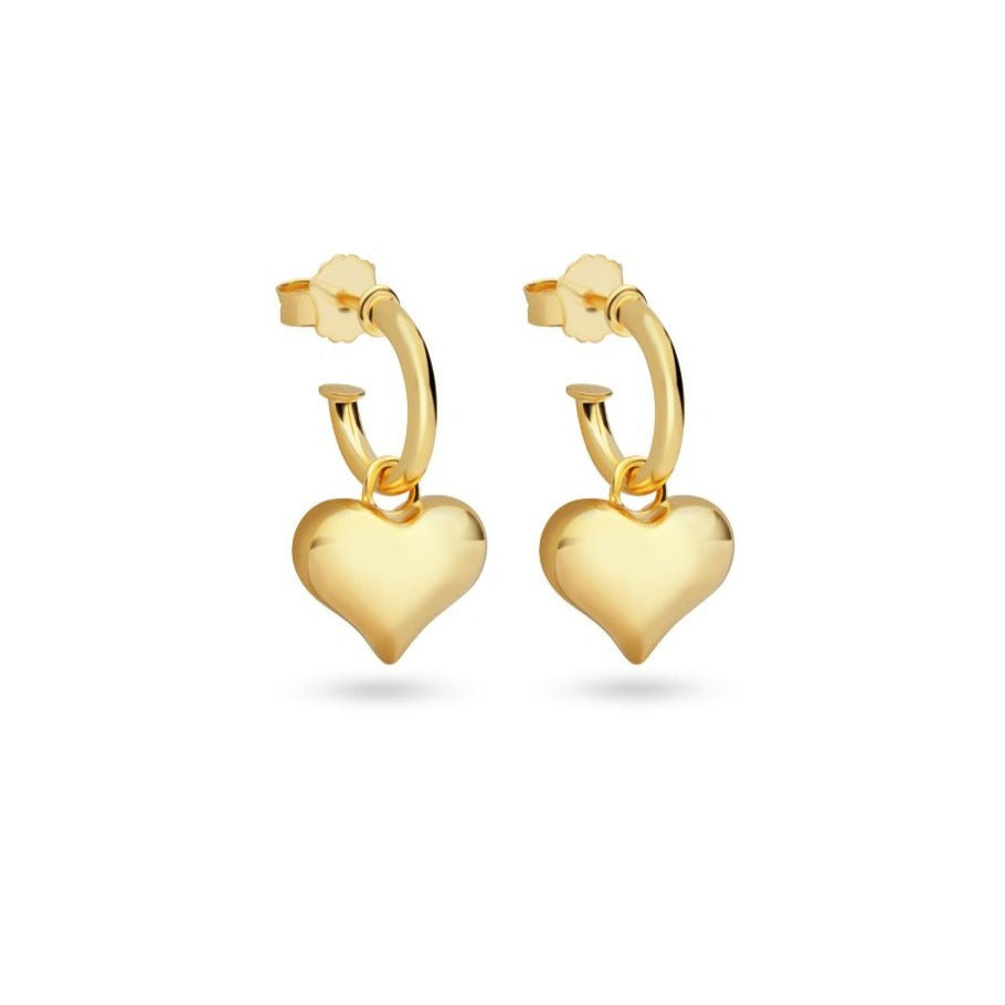 Puffy Heart Earrings | Gold