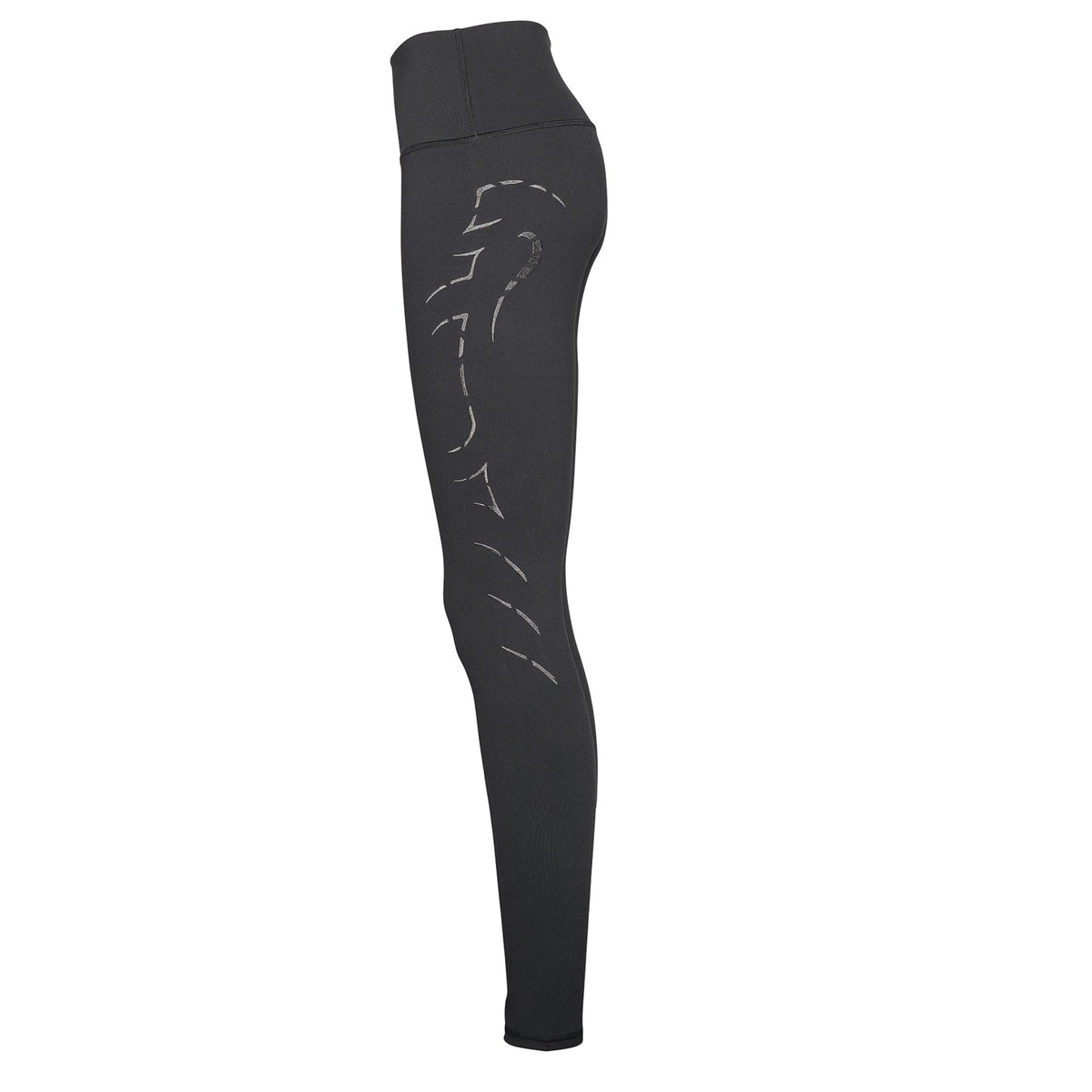 Black High-Waisted Leggings with Metallic Cobra Embroidery