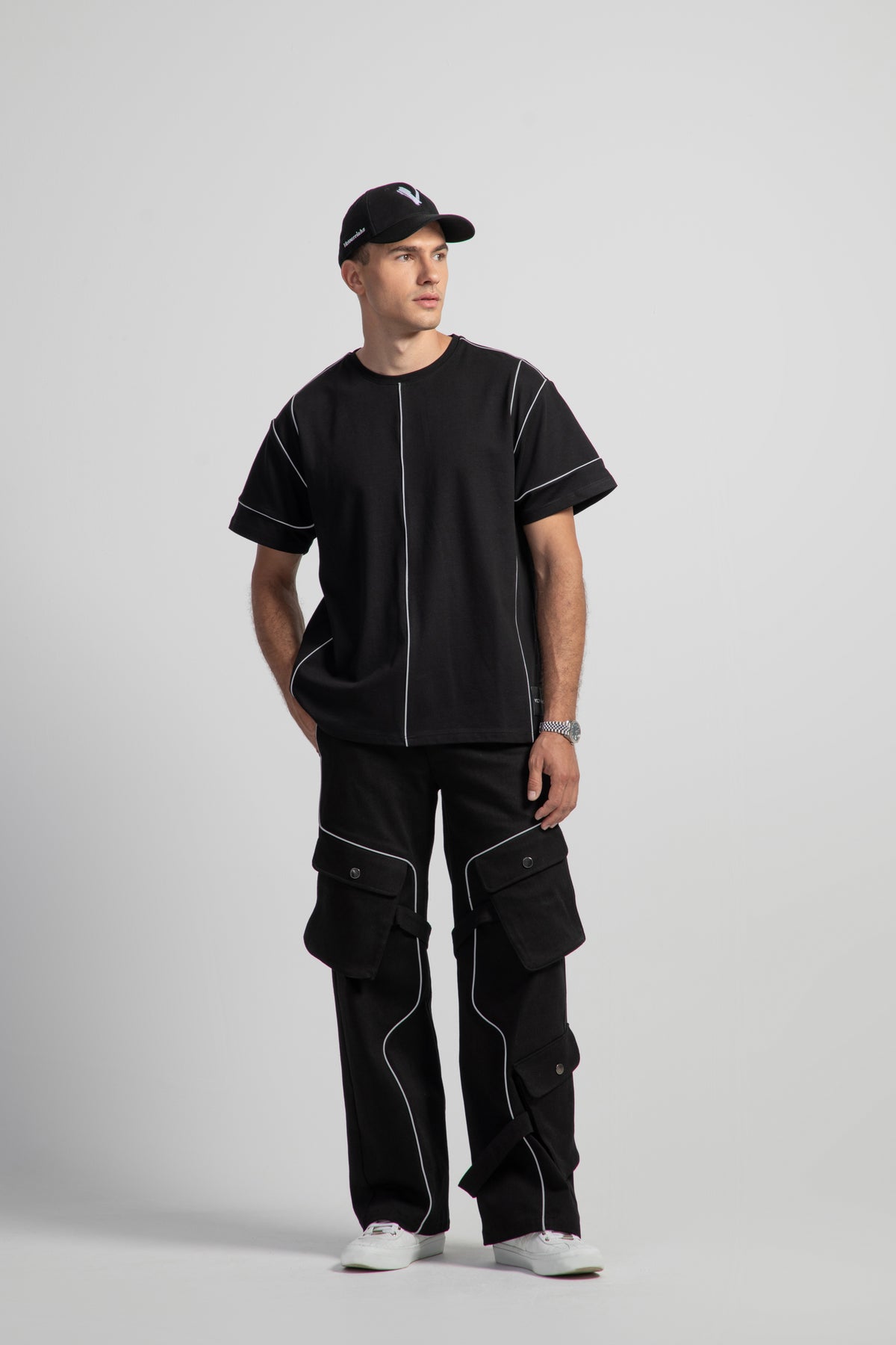 REFLECTIVE T-SHIRT front, black, VICTOURRIAHZ
