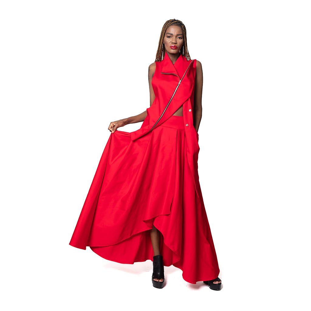METAMORPHOZA - Red Maxi SkirtPR Sample | DOORS NYC PR showroom