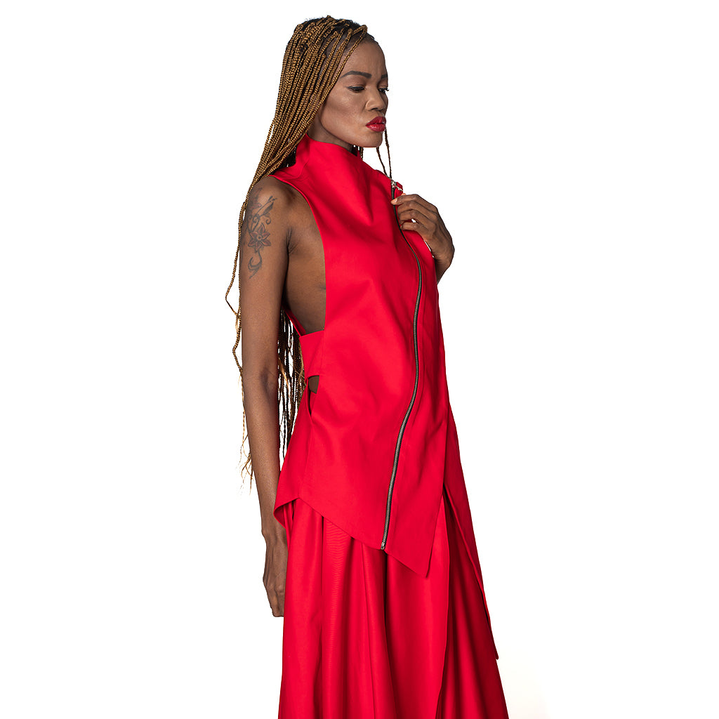 METAMORPHOZA -  Red Sleeveless Vest PR Sample | DOORS NYC PR showroom
