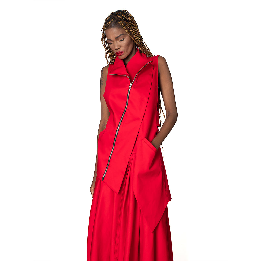 METAMORPHOZA -  Red Sleeveless Vest PR Sample | DOORS NYC PR showroom