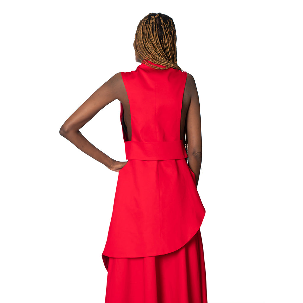 METAMORPHOZA -  Red Sleeveless Vest PR Sample | DOORS NYC PR showroom