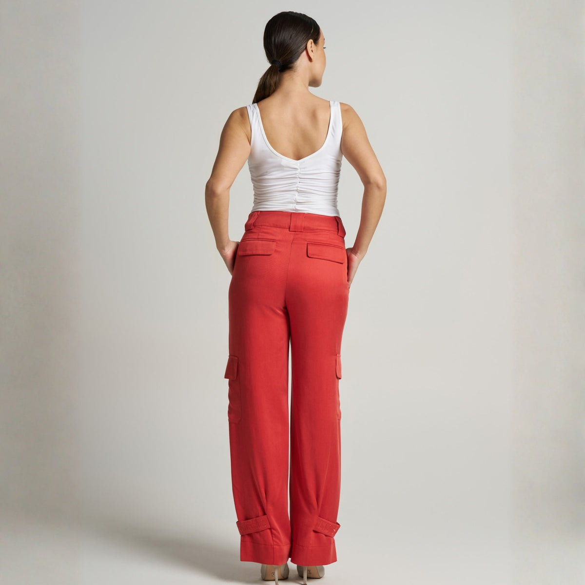 LIZ SKORSIS - Rena Cargo Pants – Rust, PR Sample at DOORS NYC PR showroom