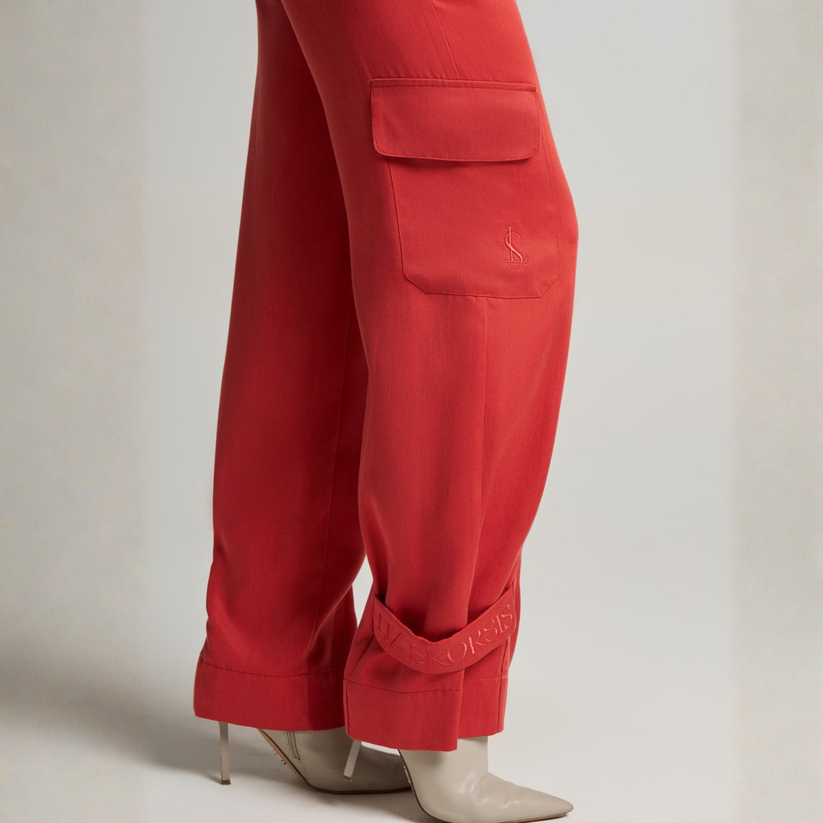 LIZ SKORSIS - Rena Cargo Pants – Rust, PR Sample at DOORS NYC PR showroom