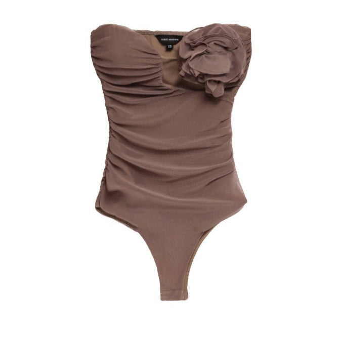 KRIS MARAN - Bustier Body With A Flower | Brown buy at DOORS NYC