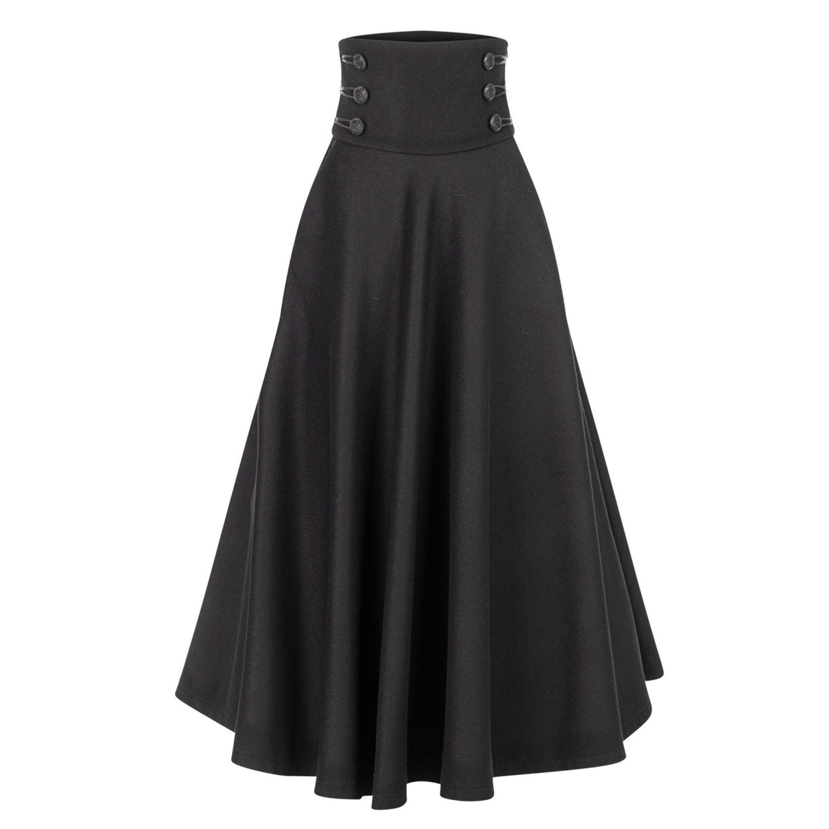 "Rose" Black Wool Maxi Skirt