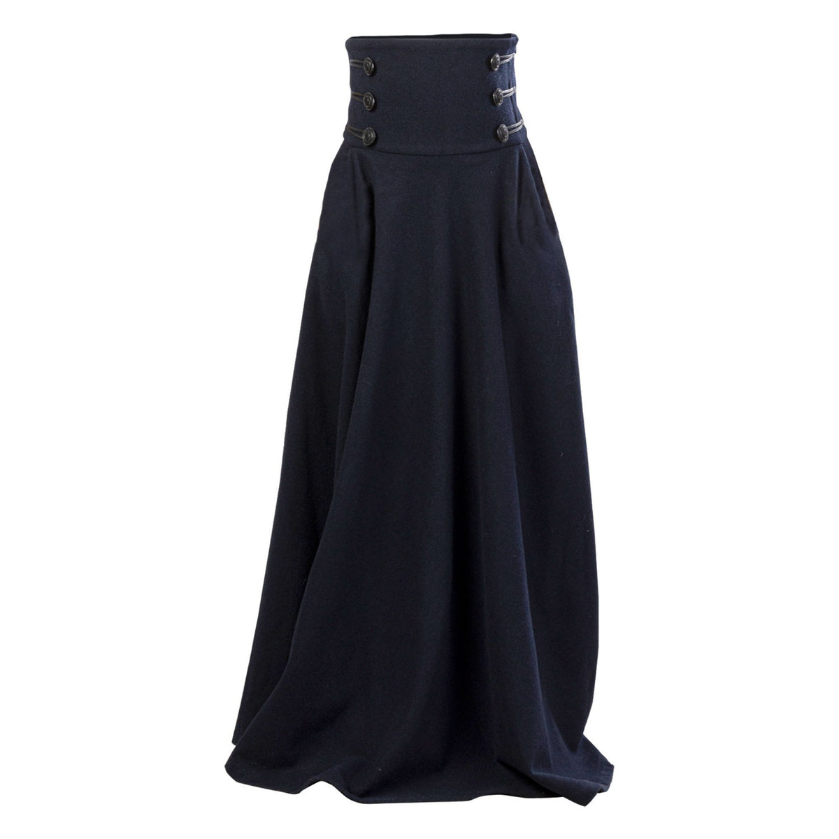 "Rose" Dark Blue Wool Maxi Skirt