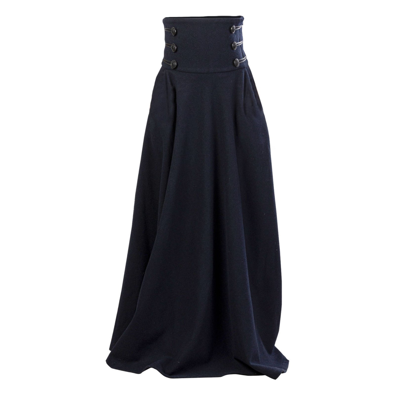 "Rose" Dark Blue Wool Maxi Skirt