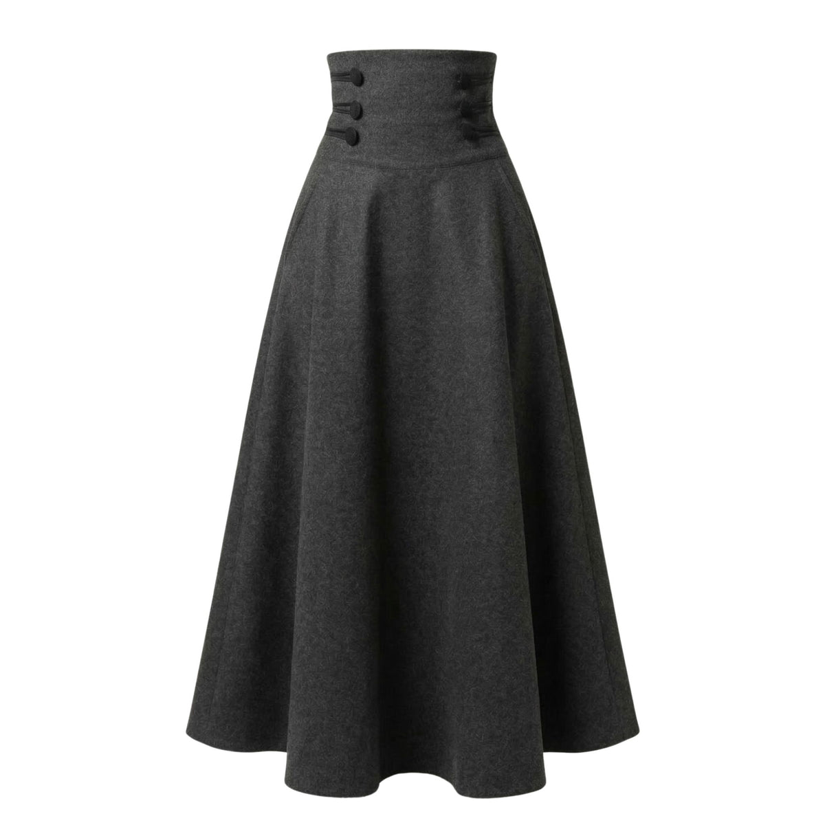 "Rose" Dark Gray Wool Maxi Skirt