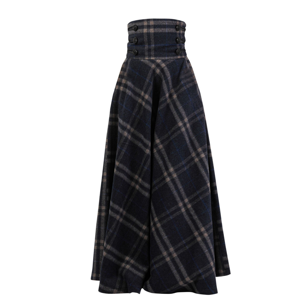"Rose" Plaid Wool Maxi Skirt
