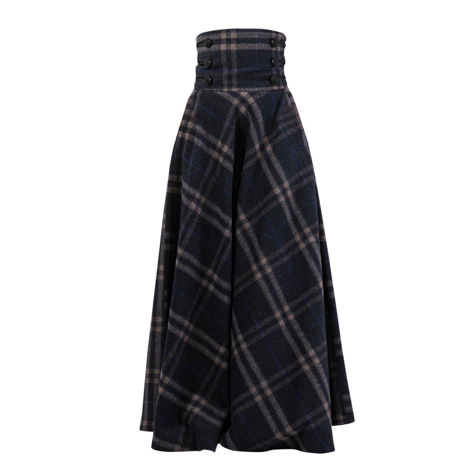 "Rose" Plaid Wool Maxi Skirt