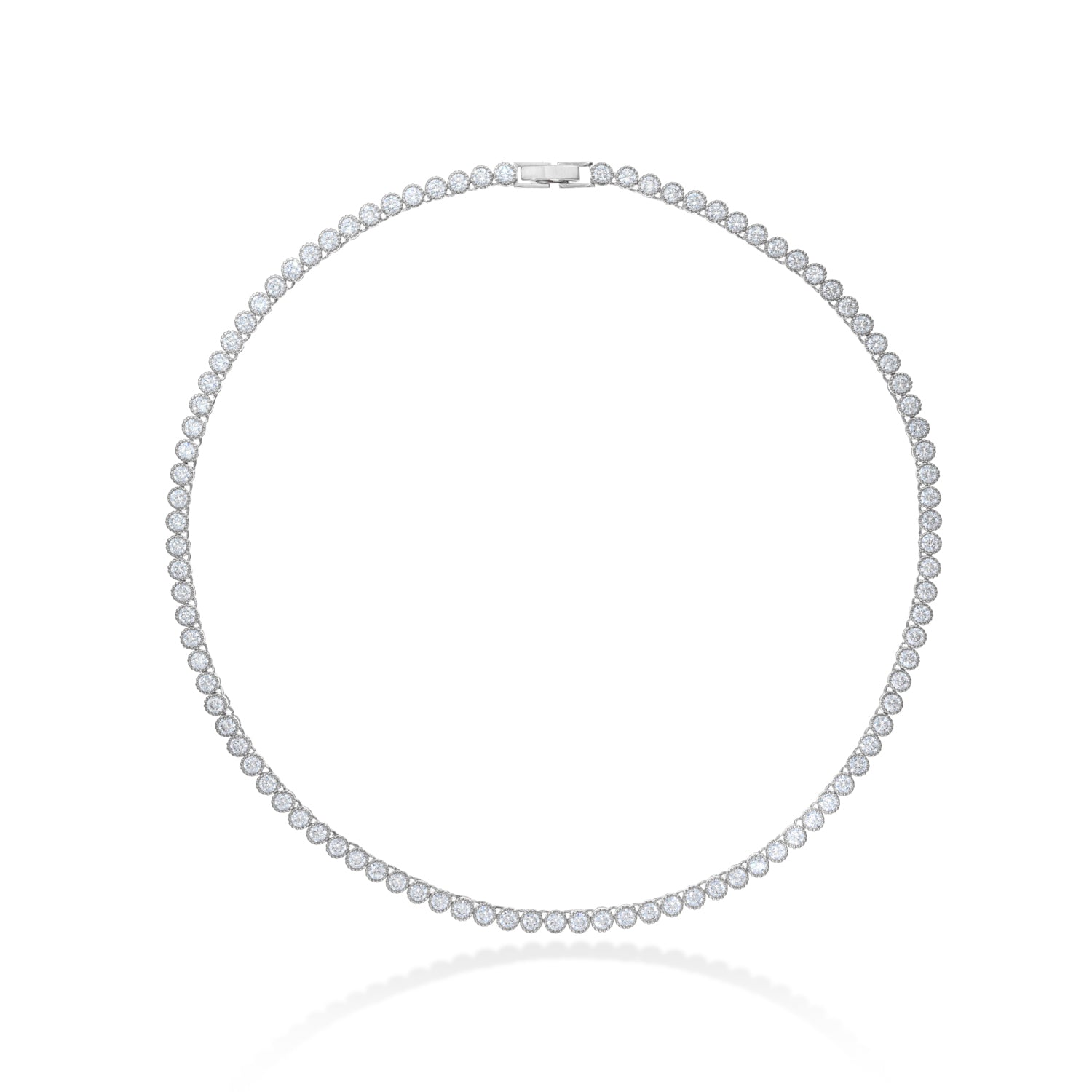 Silver Round Tennis Necklace with A7 Stones