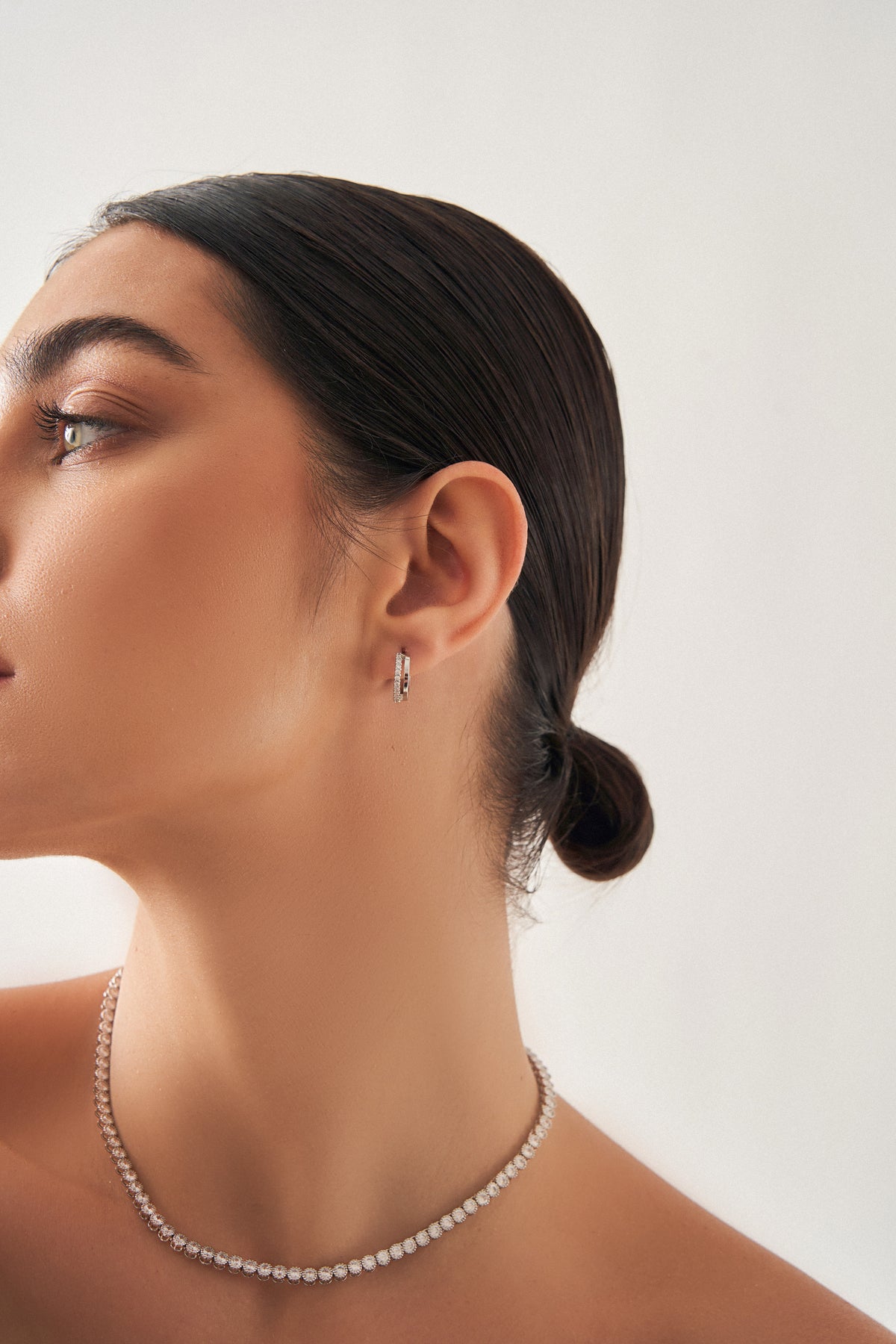 Silver Round Tennis Necklace with A7 Stones