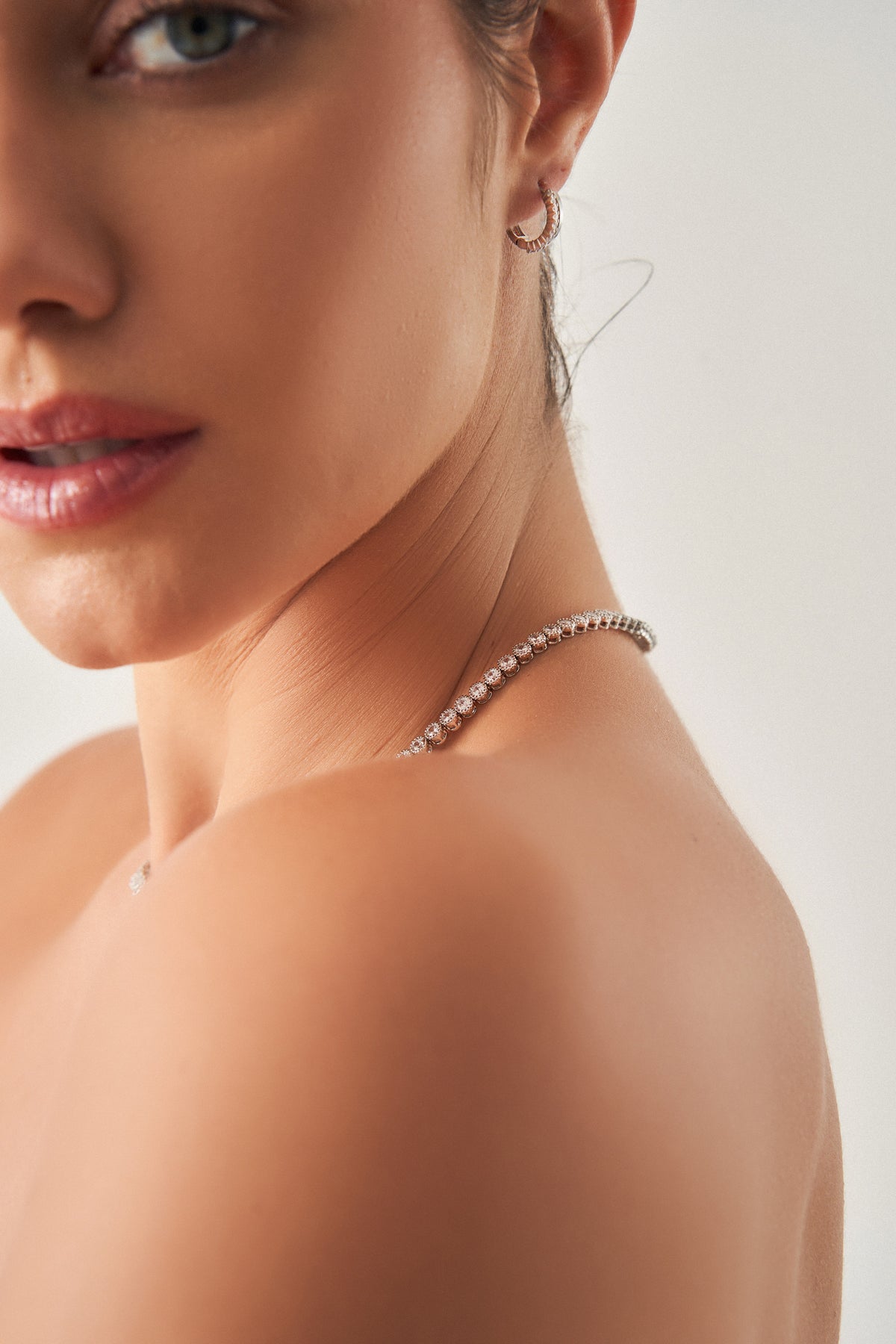 Silver Round Tennis Necklace with A7 Stones