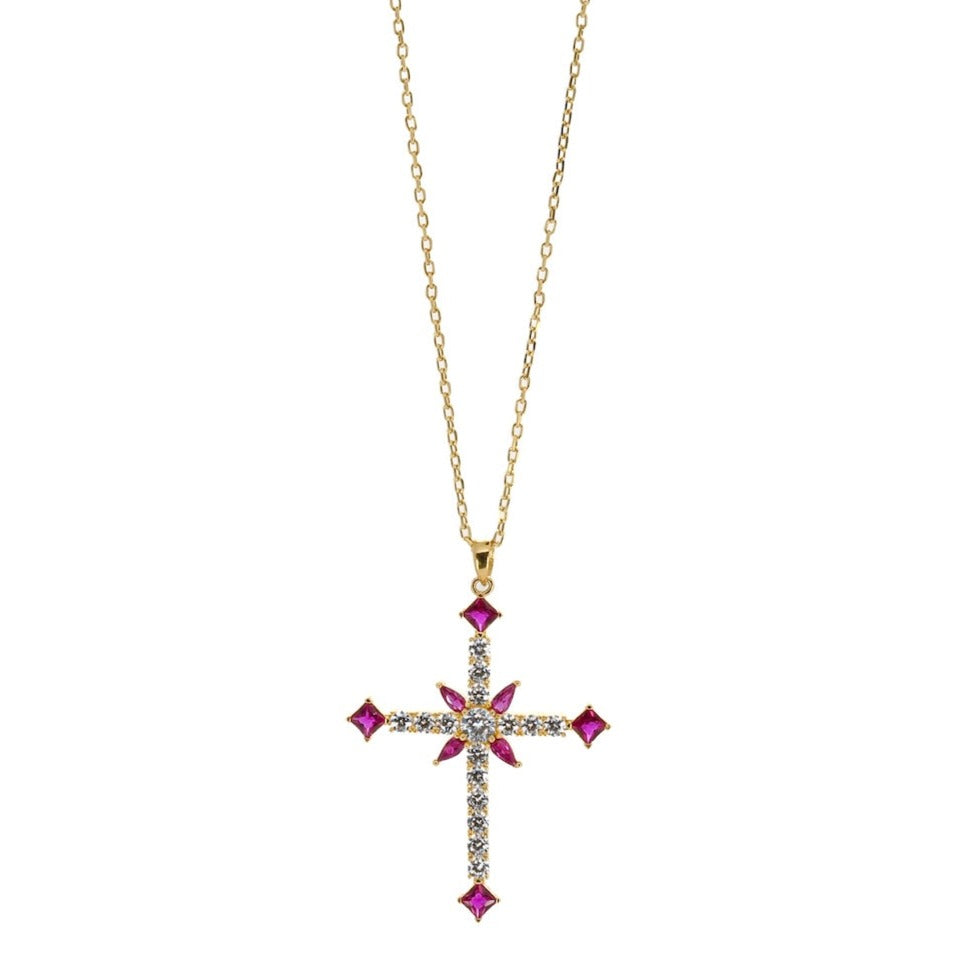 EBRU JEWELRY - Ruby Cross Necklace, buy at DOORS NYC