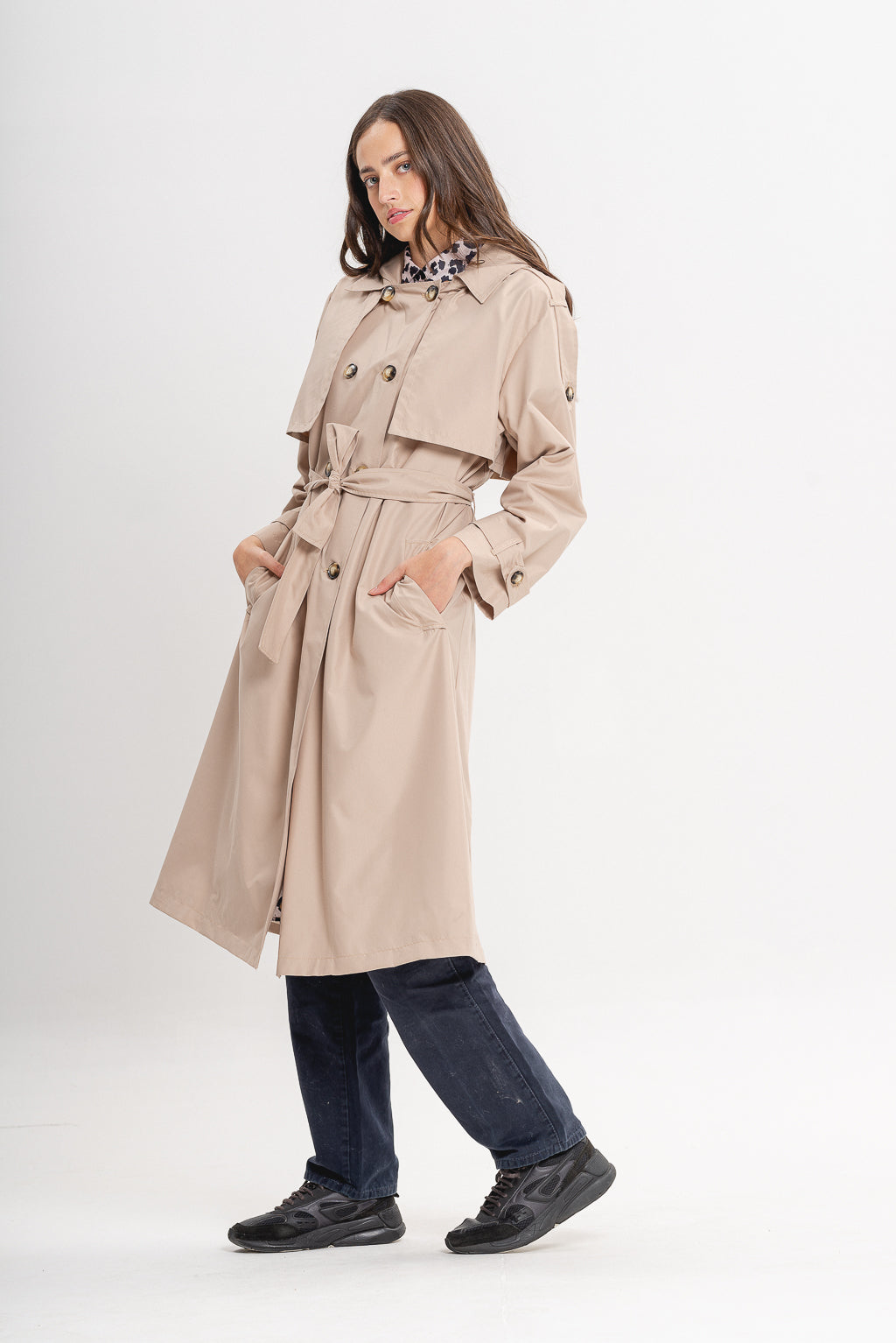 Beige Bronx Trench Coat