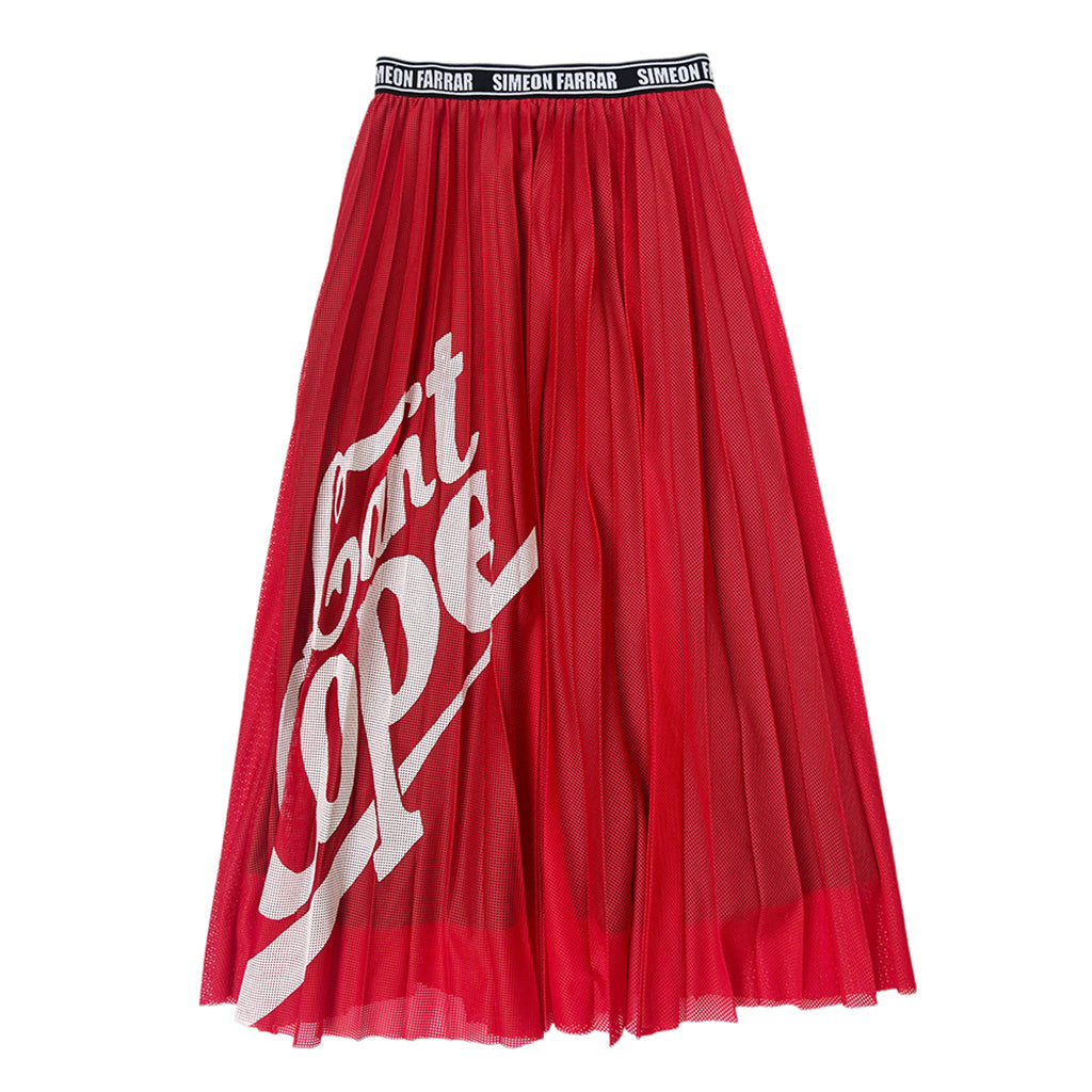 SIMEON FARRAR - Pleats Skirt Red PR Sample at DOORS NYC PR showroom