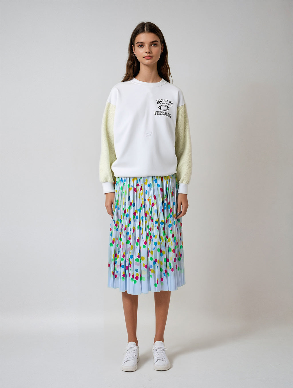 SIMEON FARRAR - Fur Sleeve Sweatshirt | White, buy at DOORS NYC  