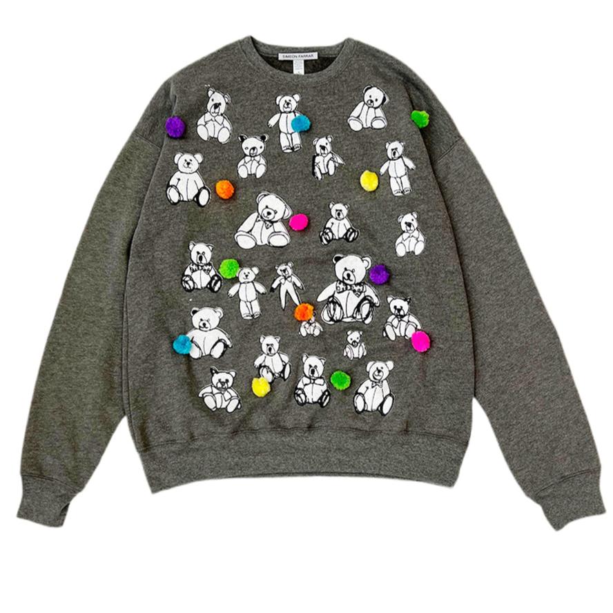 SIMEON FARRAR - Unisex Sweatshirt With Mini Teddies Pompom PR Sample at DOORS NYC PR showroom