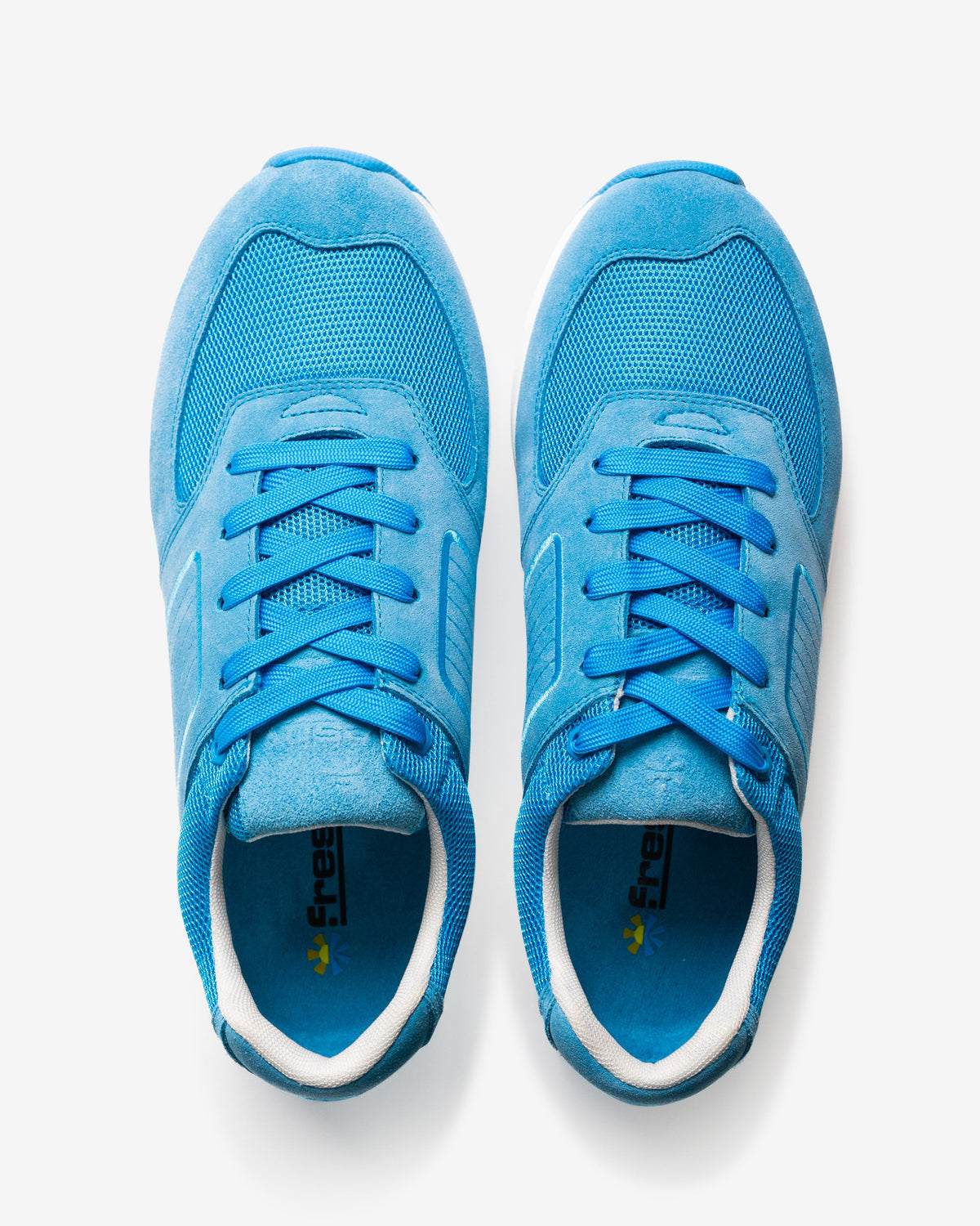 Pair of blue sneakers on a white background