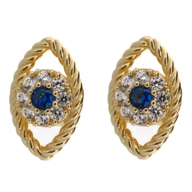 EBRU JEWELRY - Sapphire Evil Eye Earrings, buy at DOORS NYC