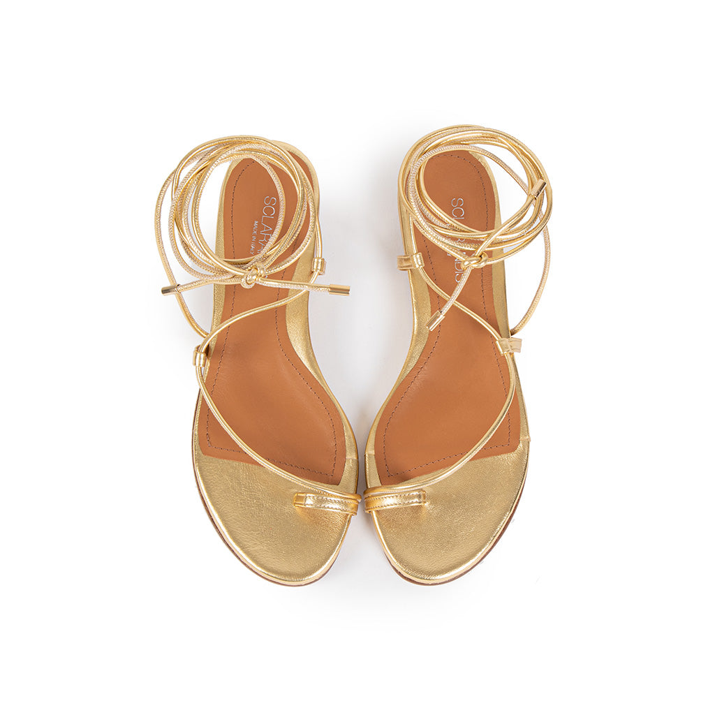 SCLARANDIS - Gladiator Gold Metallic Nappa Sandal, buy at DOORS NYC