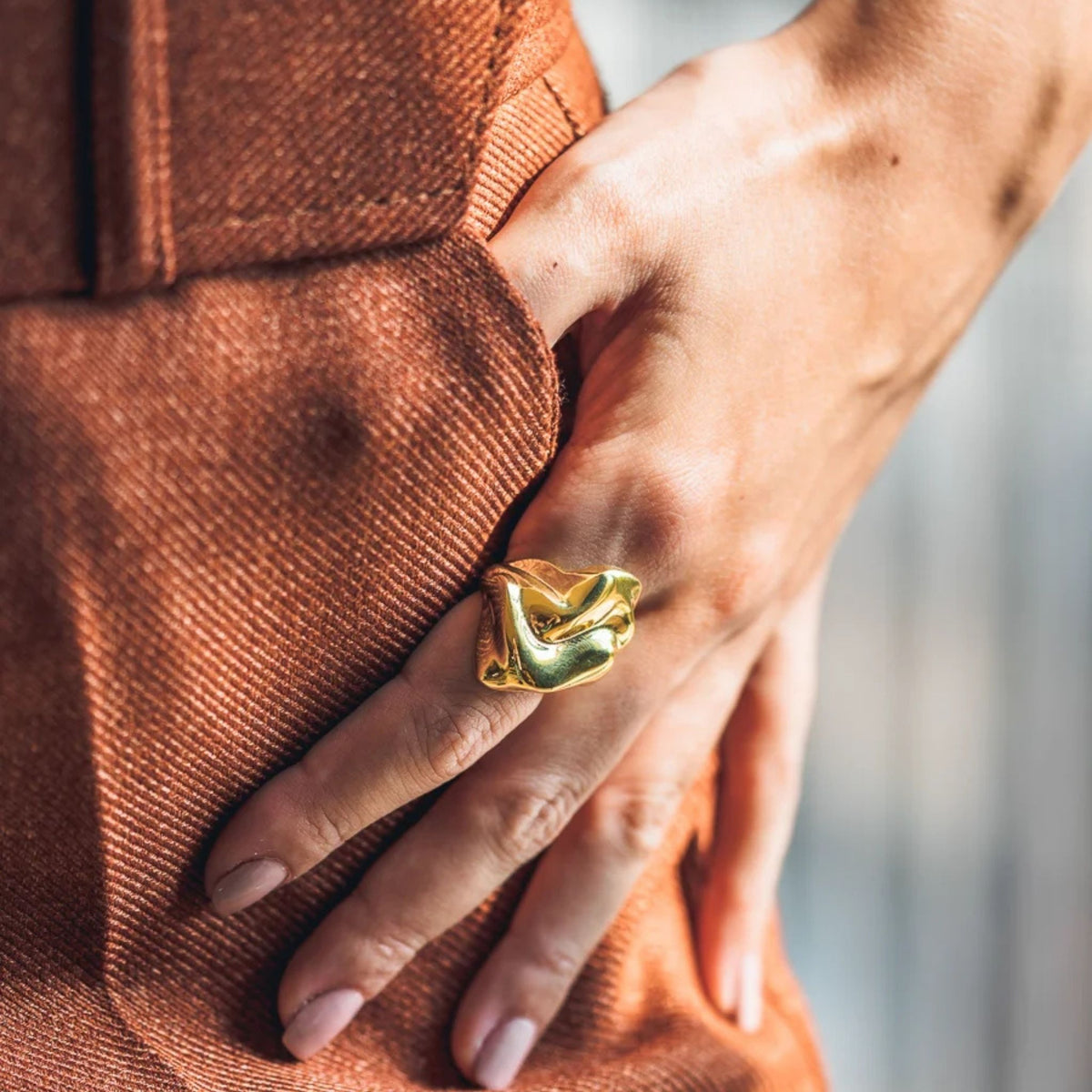 LINYA JEWELRY - Shiny Hammered Big Ring, buy at DOORS NYC