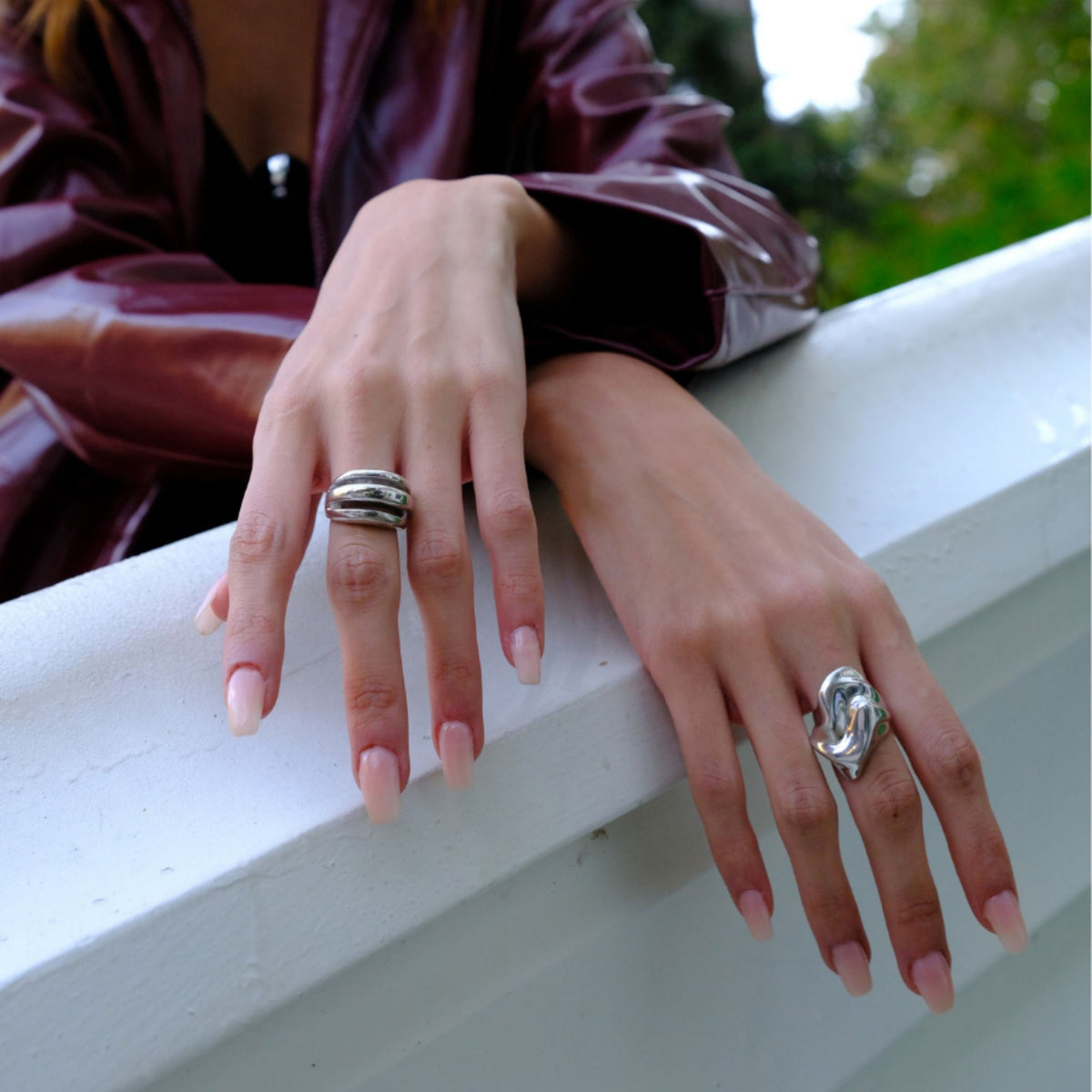 LINYA JEWELRY - Shiny Silver Hammered Big Ring, buy at DOORS NYC