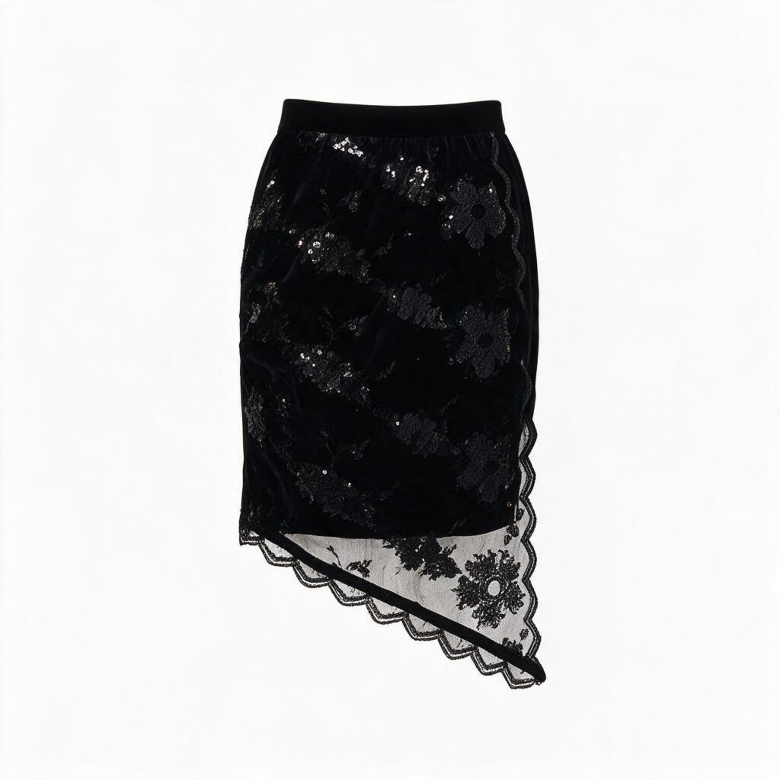 ZHYUN.K black shirred wrap skirt in cotton and nylon, women's skirt, buy at DOORS NYC