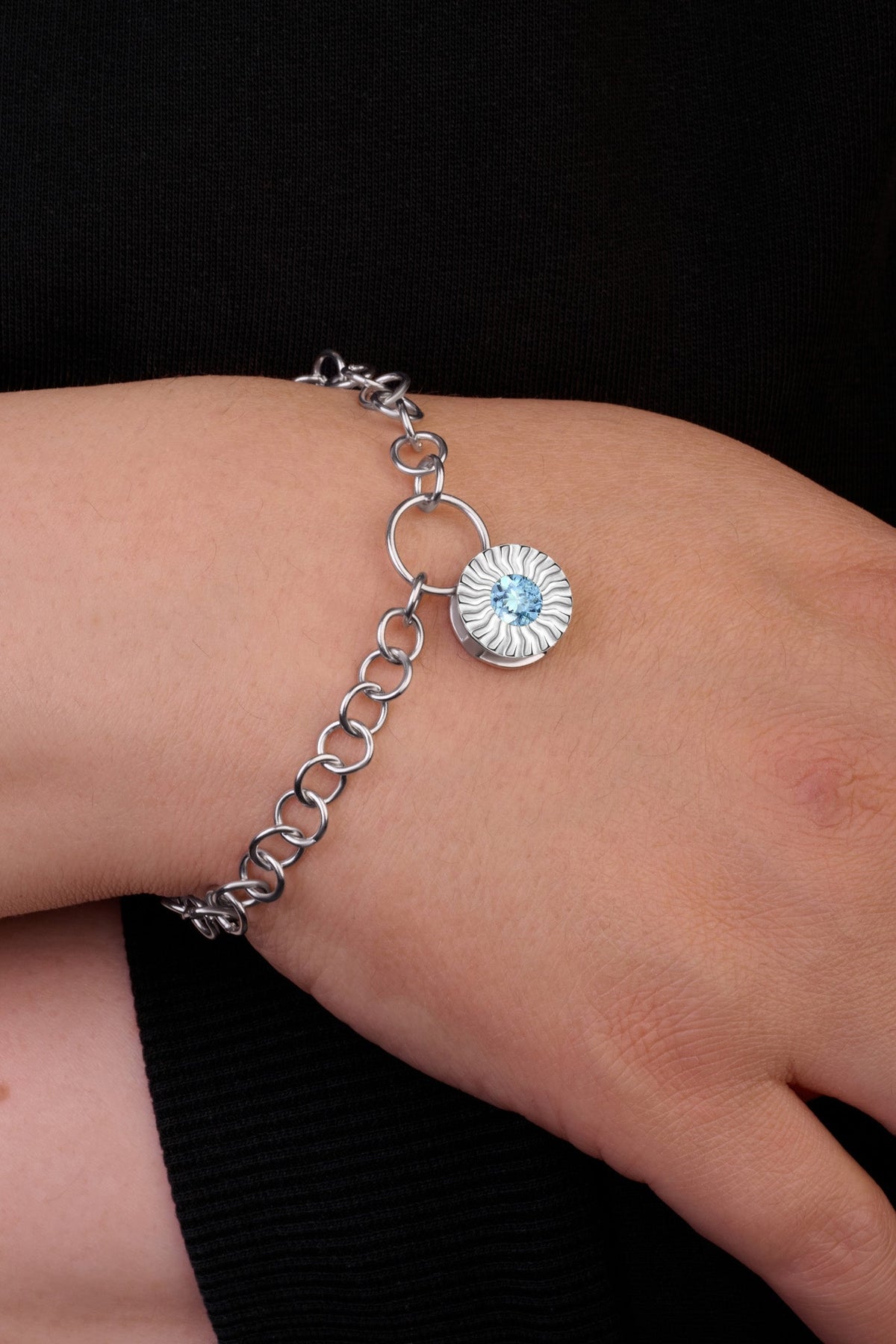 ANTY JEWELRY - Silver Aura Drop Bracelet with Blue Topaz, buy at DOORS NYC