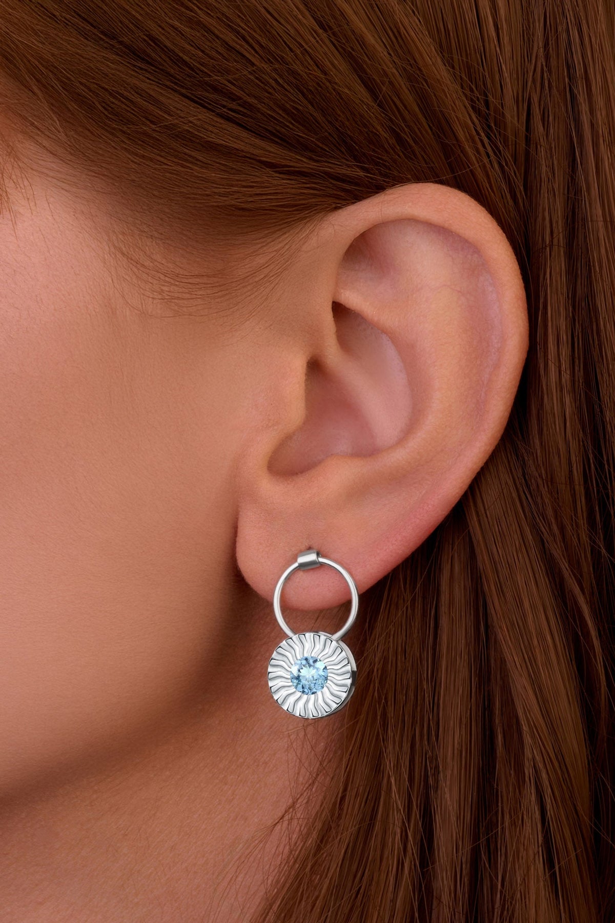 ANTY JEWELRY - Silver Aura Drop Earrings with Blue Topaz, buy at DOORS NYC