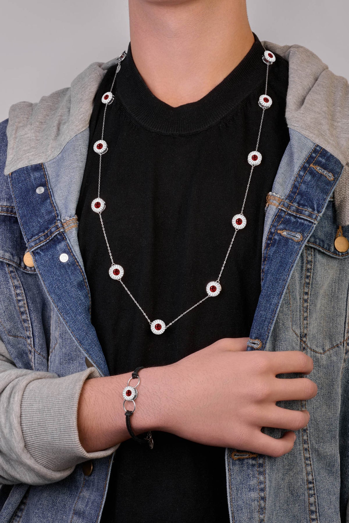 ANTY JEWELRY - Silver Aura Long Necklace with 13 Star Motifs, buy at DOORS NYC