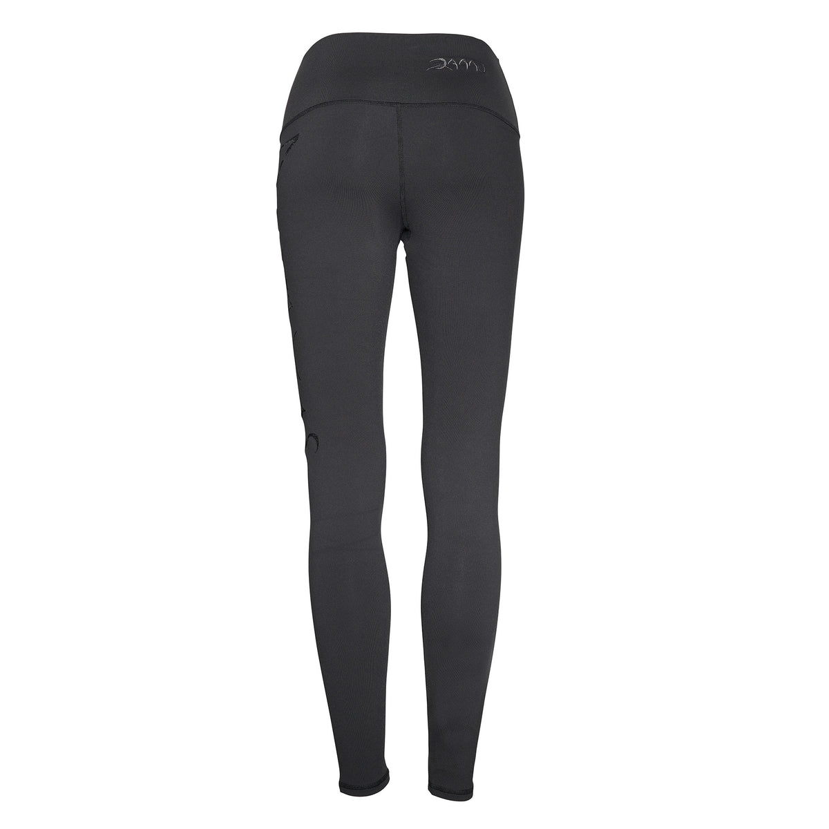 Black High-Waisted Leggings with Metallic Black Warrior Embroidery