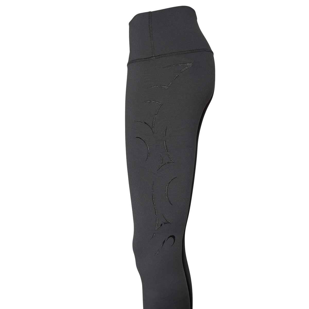 Black High-Waisted Leggings with Metallic Black Warrior Embroidery