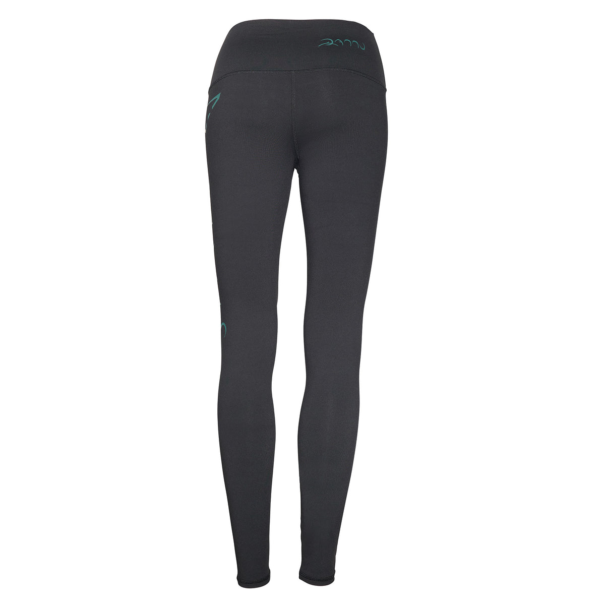 Black leggings with green accents on a white background